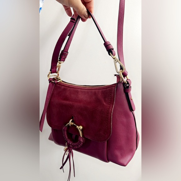 See By Chloé Burgundy Crossbody/shoulder Suede Leather bag  14” x 8” - Picture 12 of 16